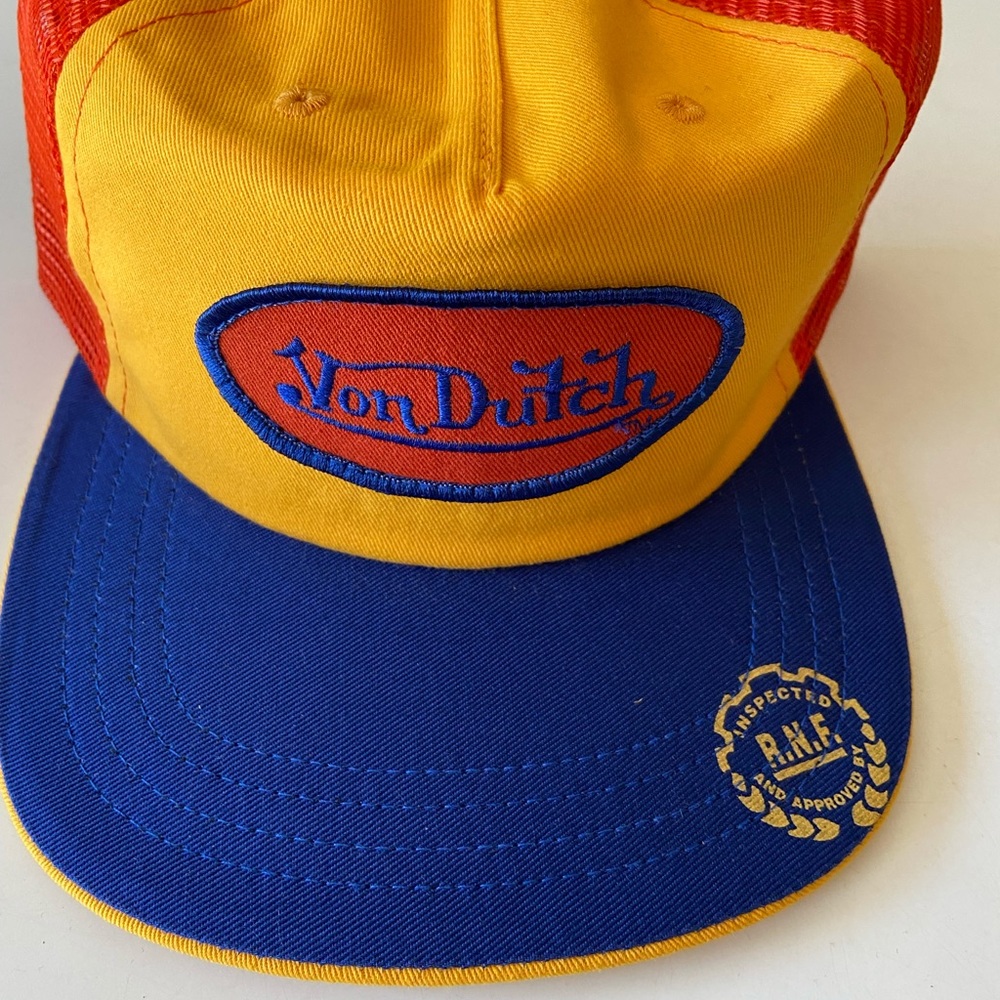 New! Von Dutch Blue Yellow Red Trucker Hat